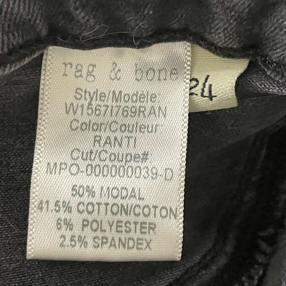 Rag & Bone High Rise Ankle Skinny Jeans Size 24 Black RANTI Modal Blend - Picture 5 of 10